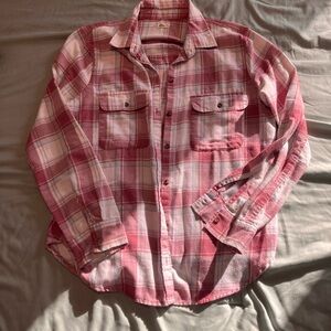 Hollister Red and White Plaid Casual Shirt